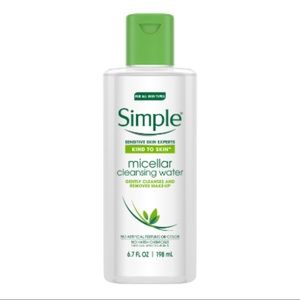 Simple micellar water- cleanses, removes makeup